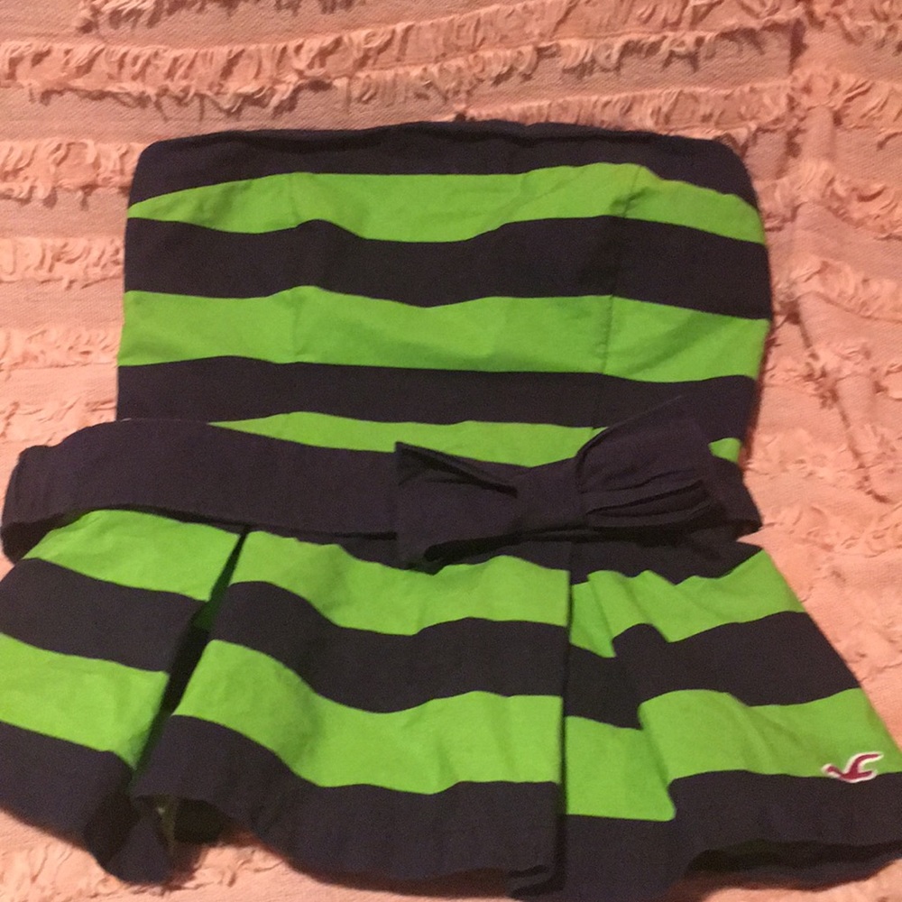 Hollister  navy and green belted halter top